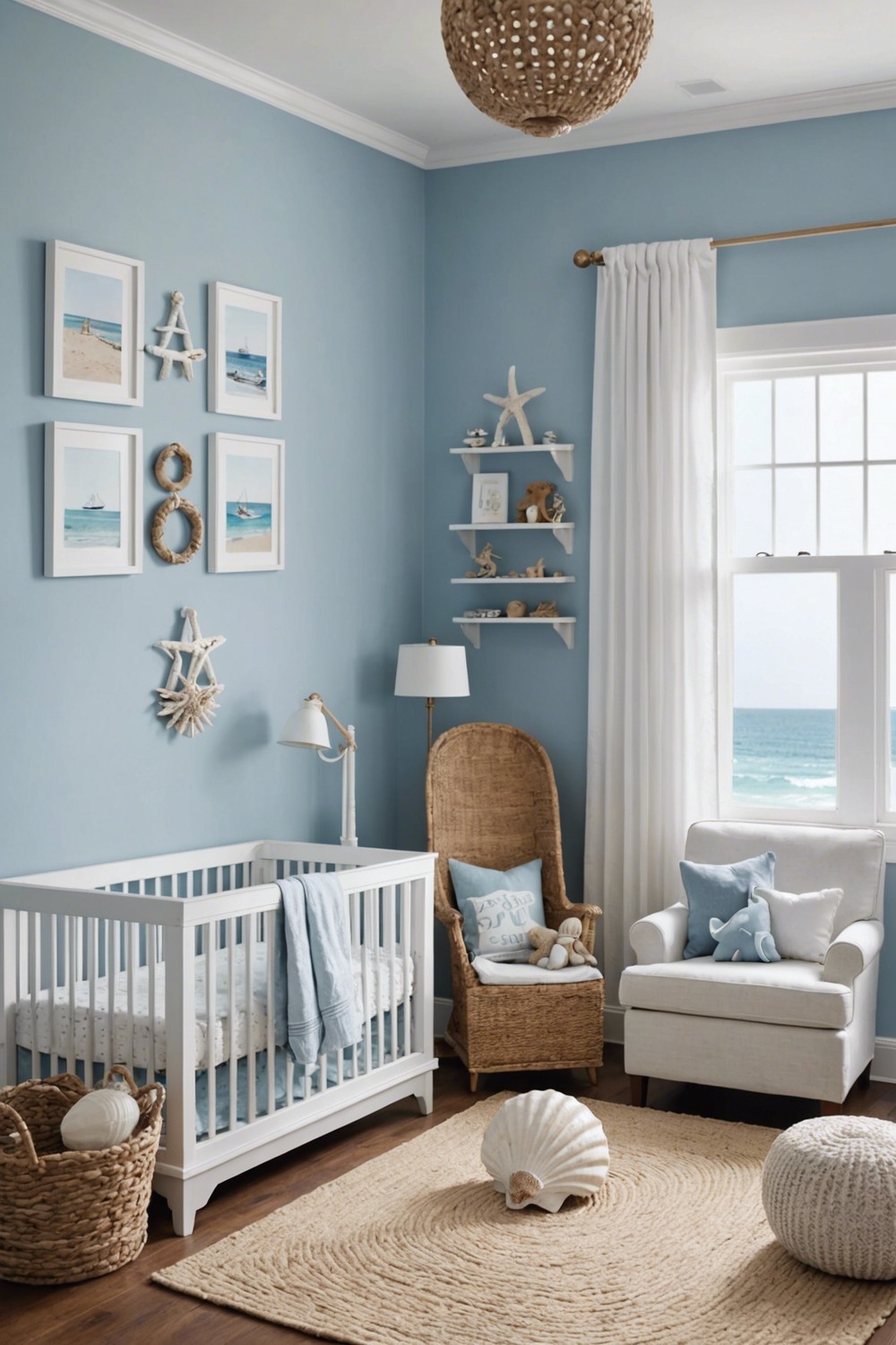 Coastal Inspired Nursery with Blues and Whites