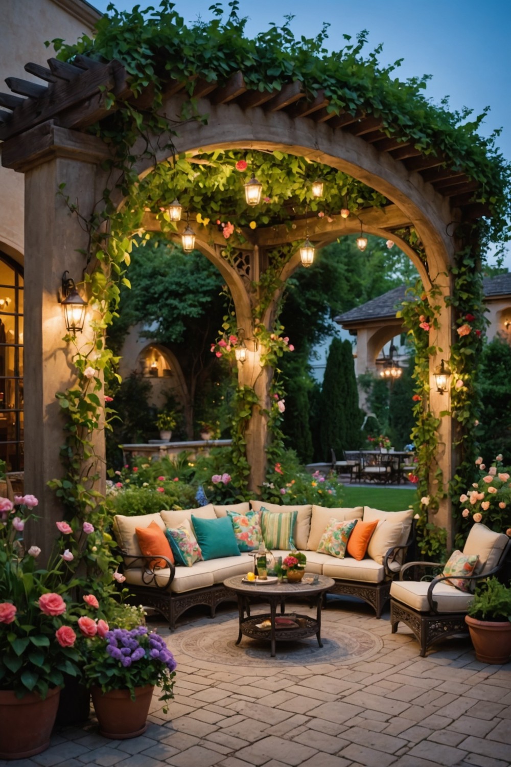 Corner Pergola with Fanciful Arches