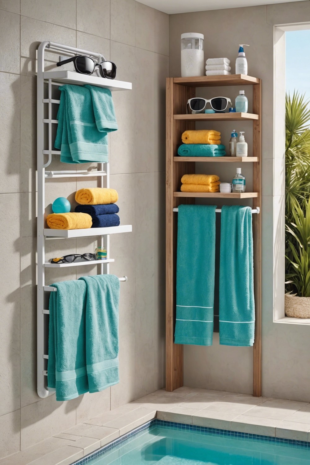 Corner Towel Racks with Shelving Units