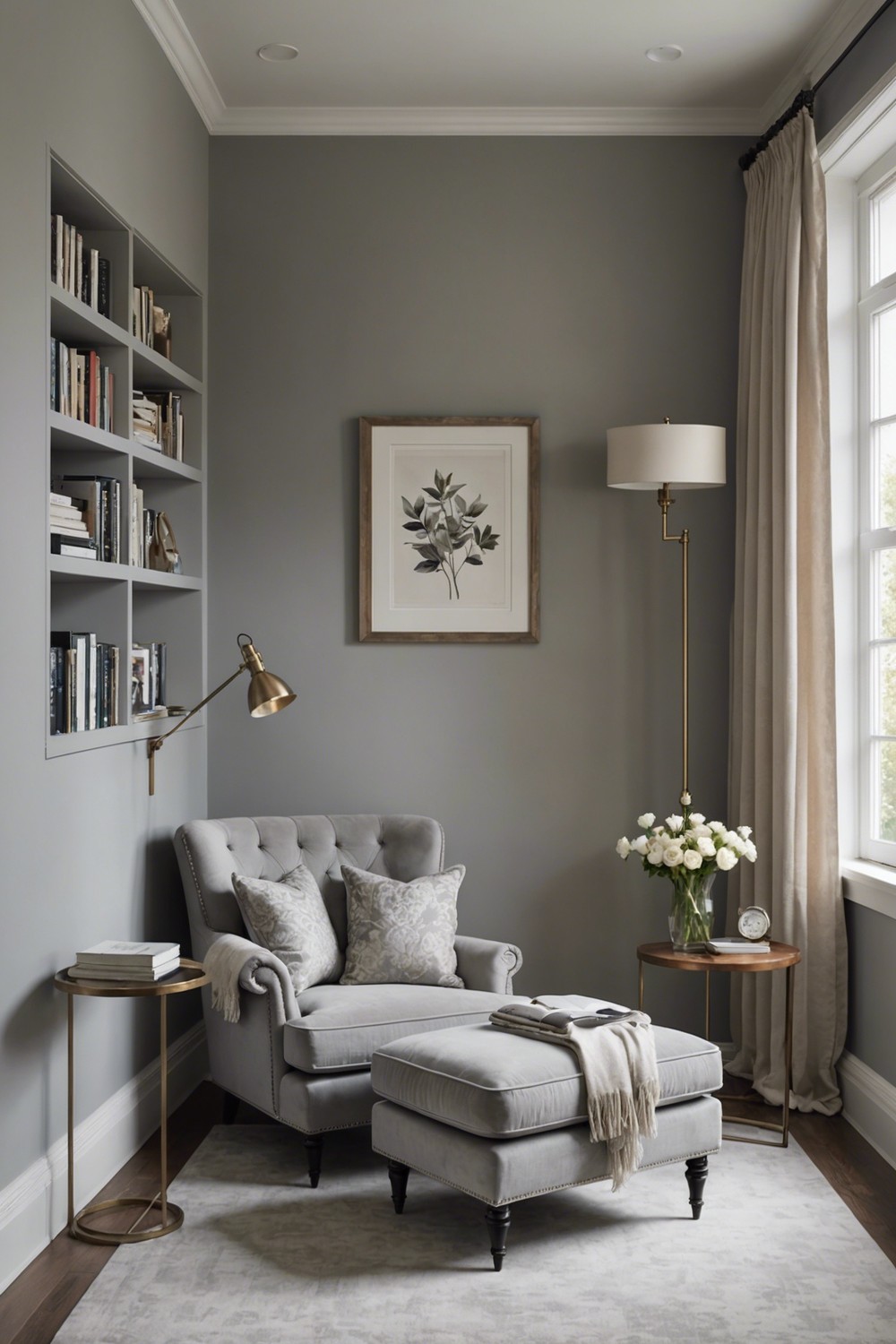 Cozy Grey and Beige Bedroom Nook