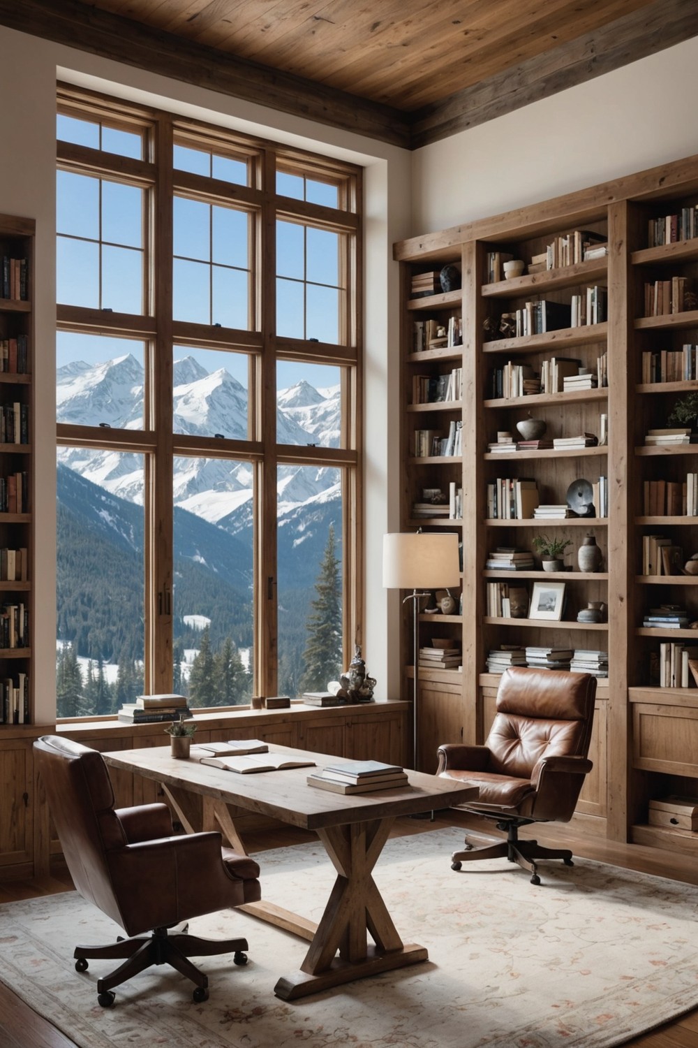 Cozy Home Offices with Built-in Desks and Bookshelves