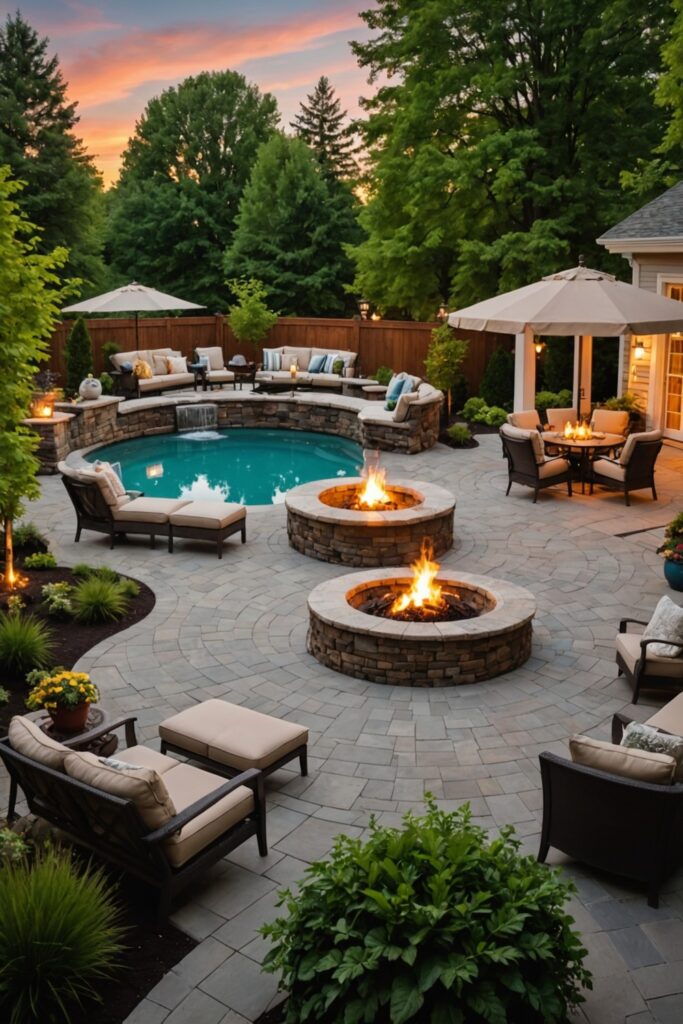 Deck with Built-in Hot Tub and Fire Pit