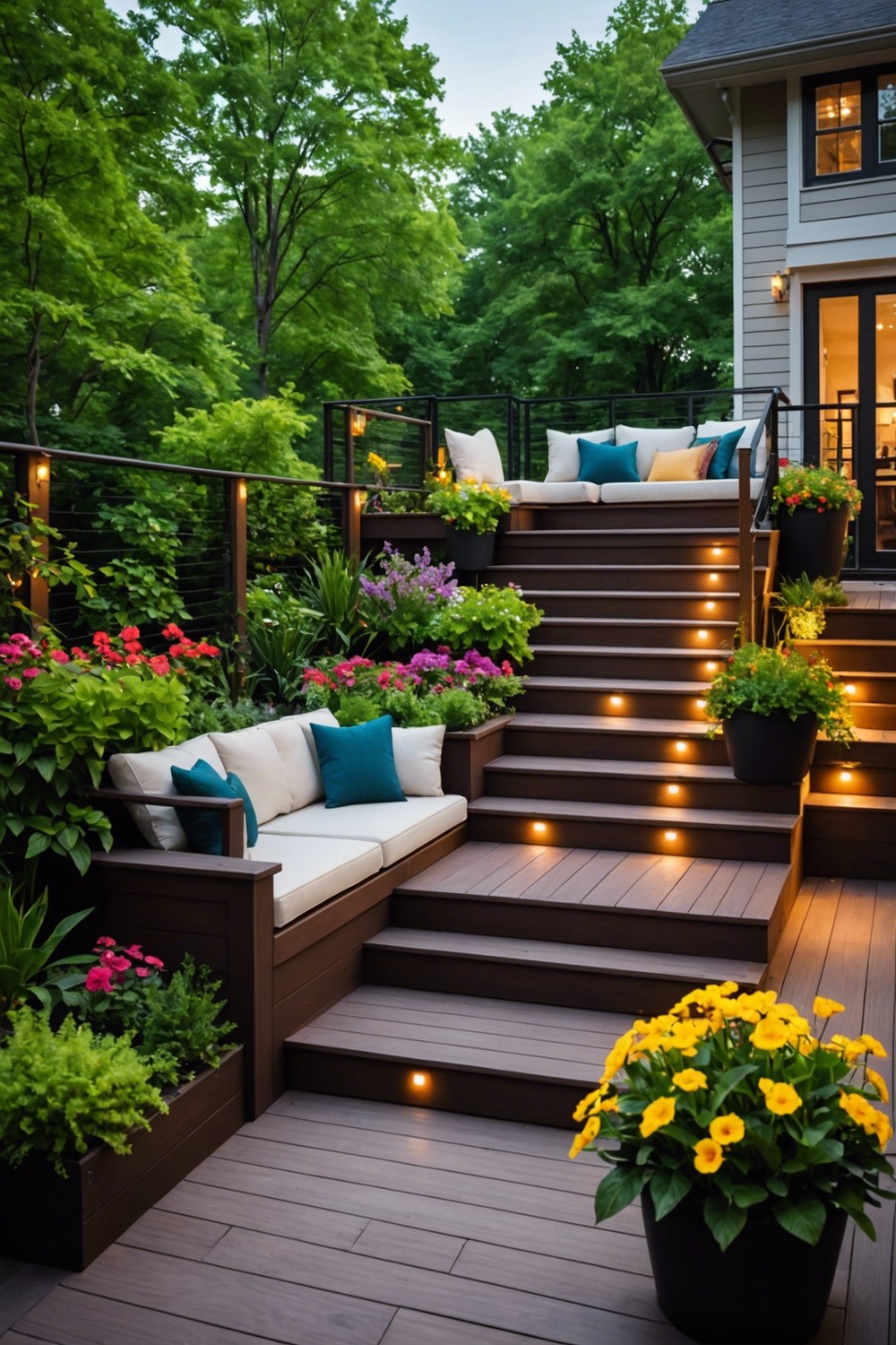 Deck with Built-in Planters