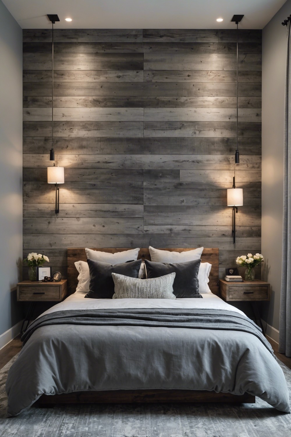 Distressed Wood and Grey Bedroom