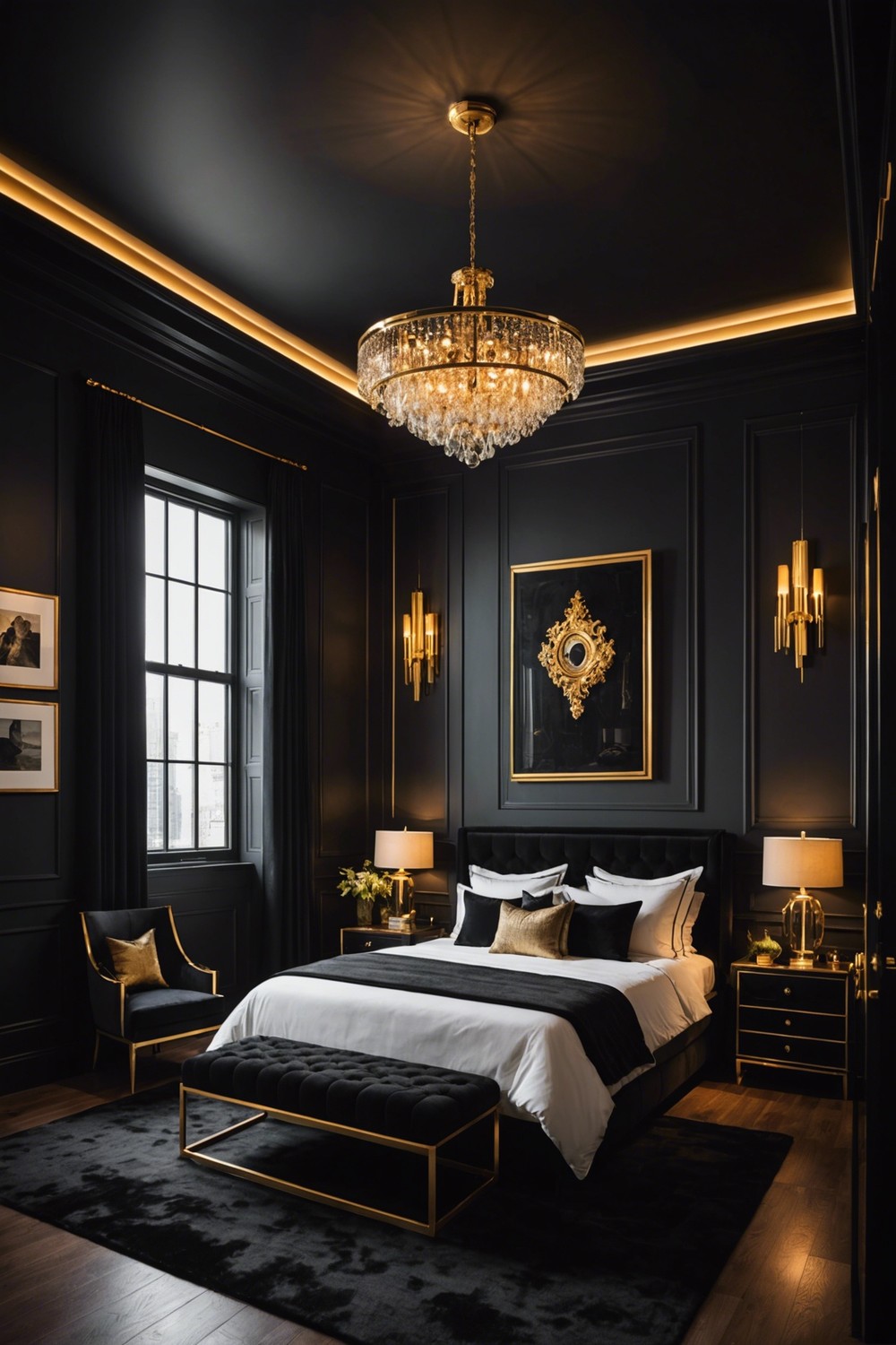 Dramatic Black and Gold Chandelier