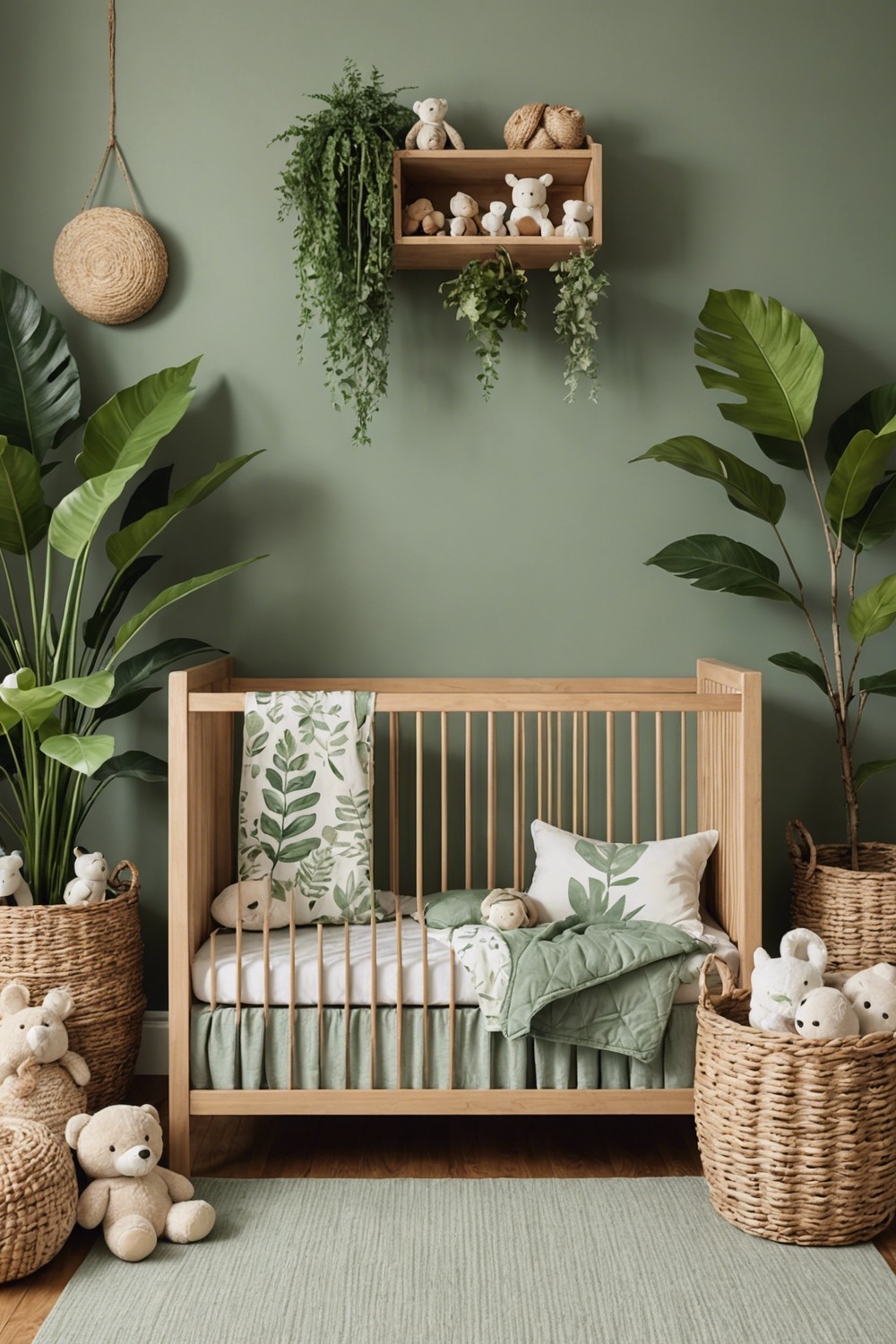 Earthy and Natural Nursery with a Touch of Green