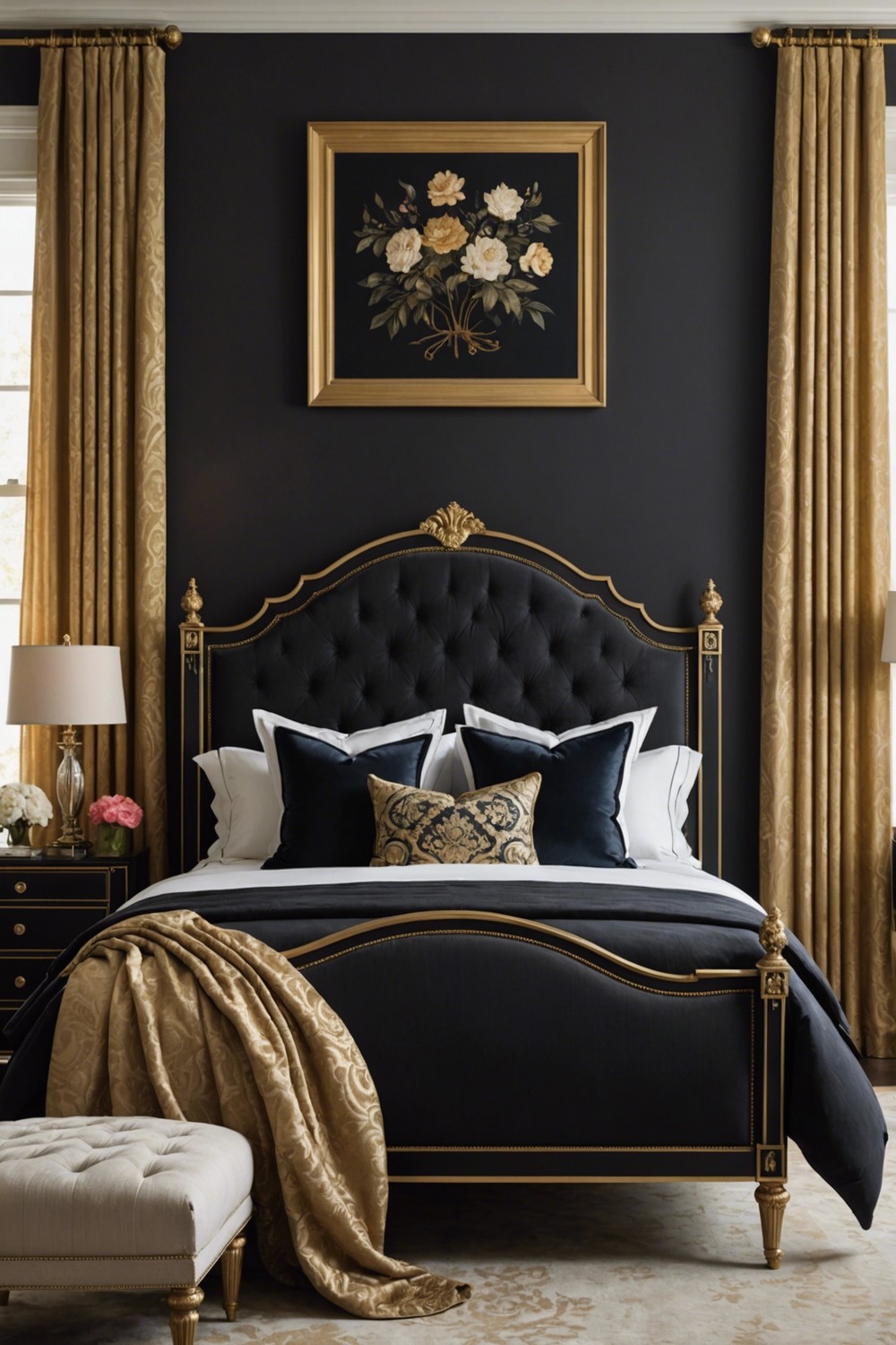 Gold- accented Black Nightstands