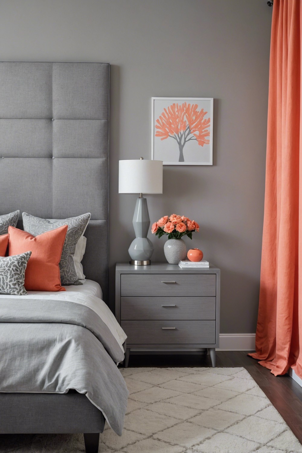 Grey and Coral Colour Block