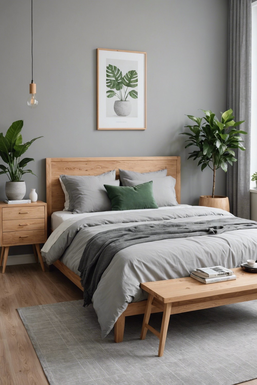 Light Grey and Natural Wood Furniture