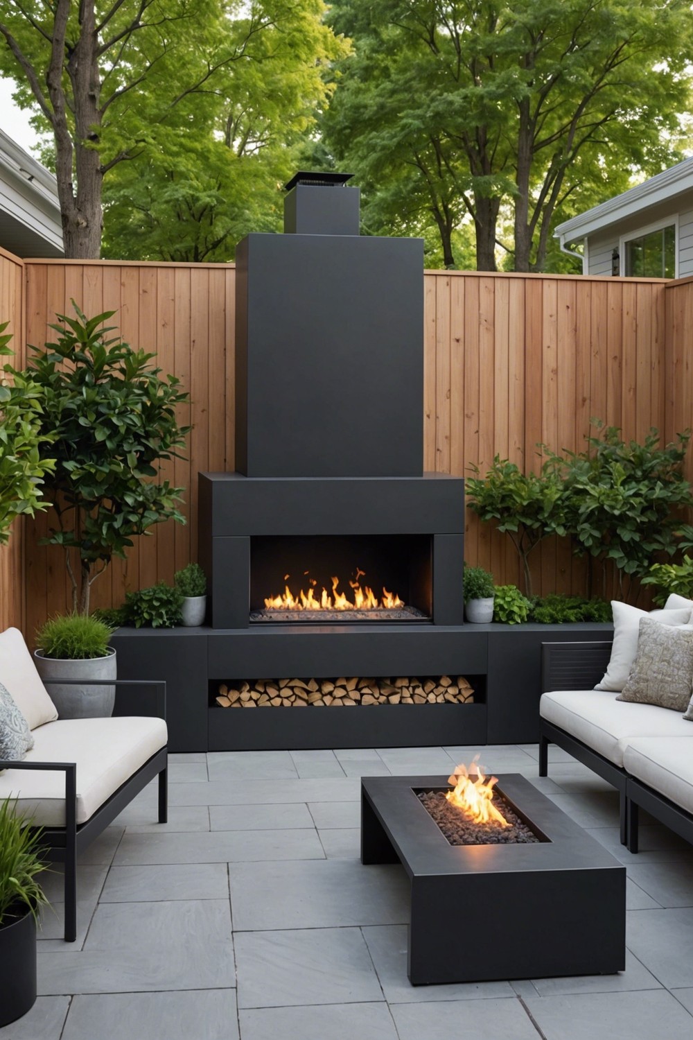 Linear Patio Fireplace: