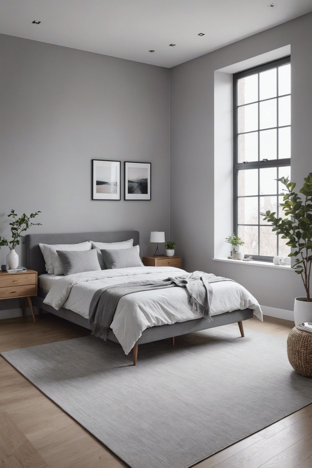 Minimalist Grey and White Bedroom
