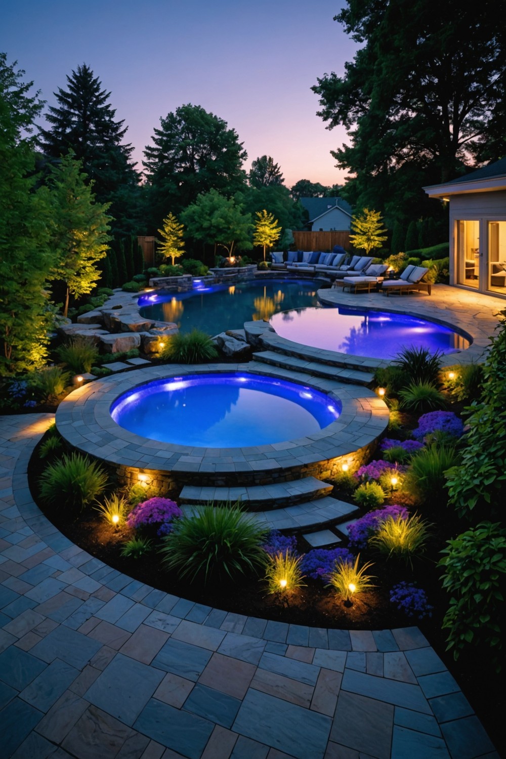Modern Curved Deck with LED Lighting