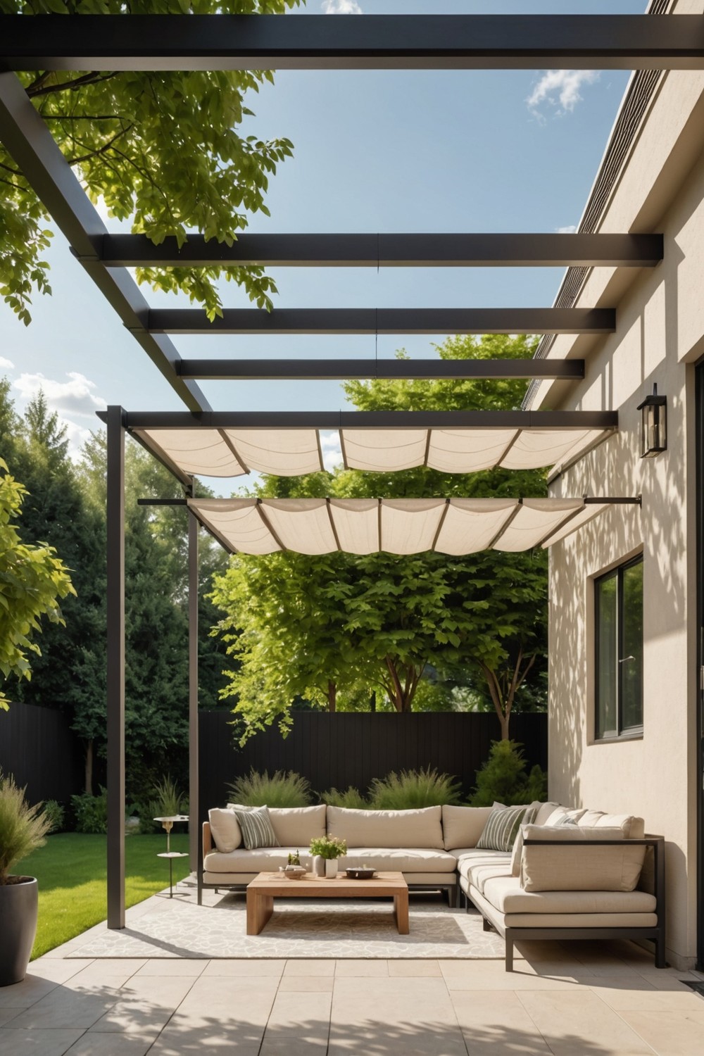 Modern Pergola with Retractable Canopy
