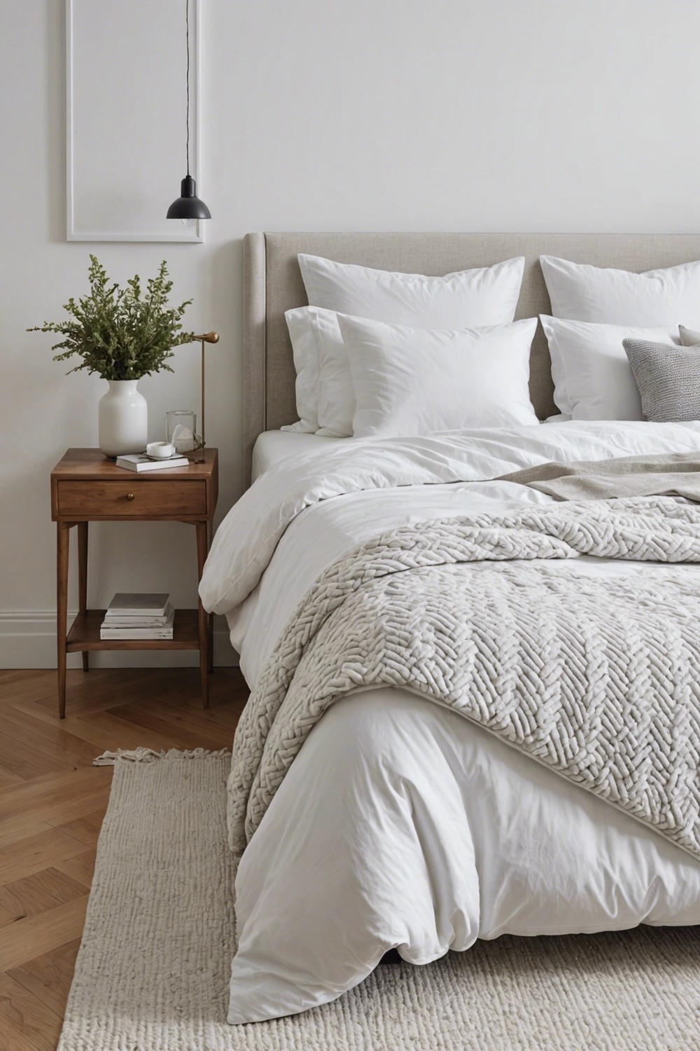 Monochromatic Magic: White Bedroom with White-on-White Patterns