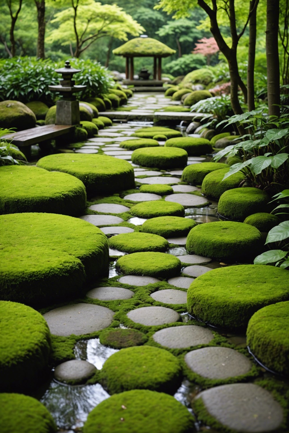 Moss-Covered Stepping Stones