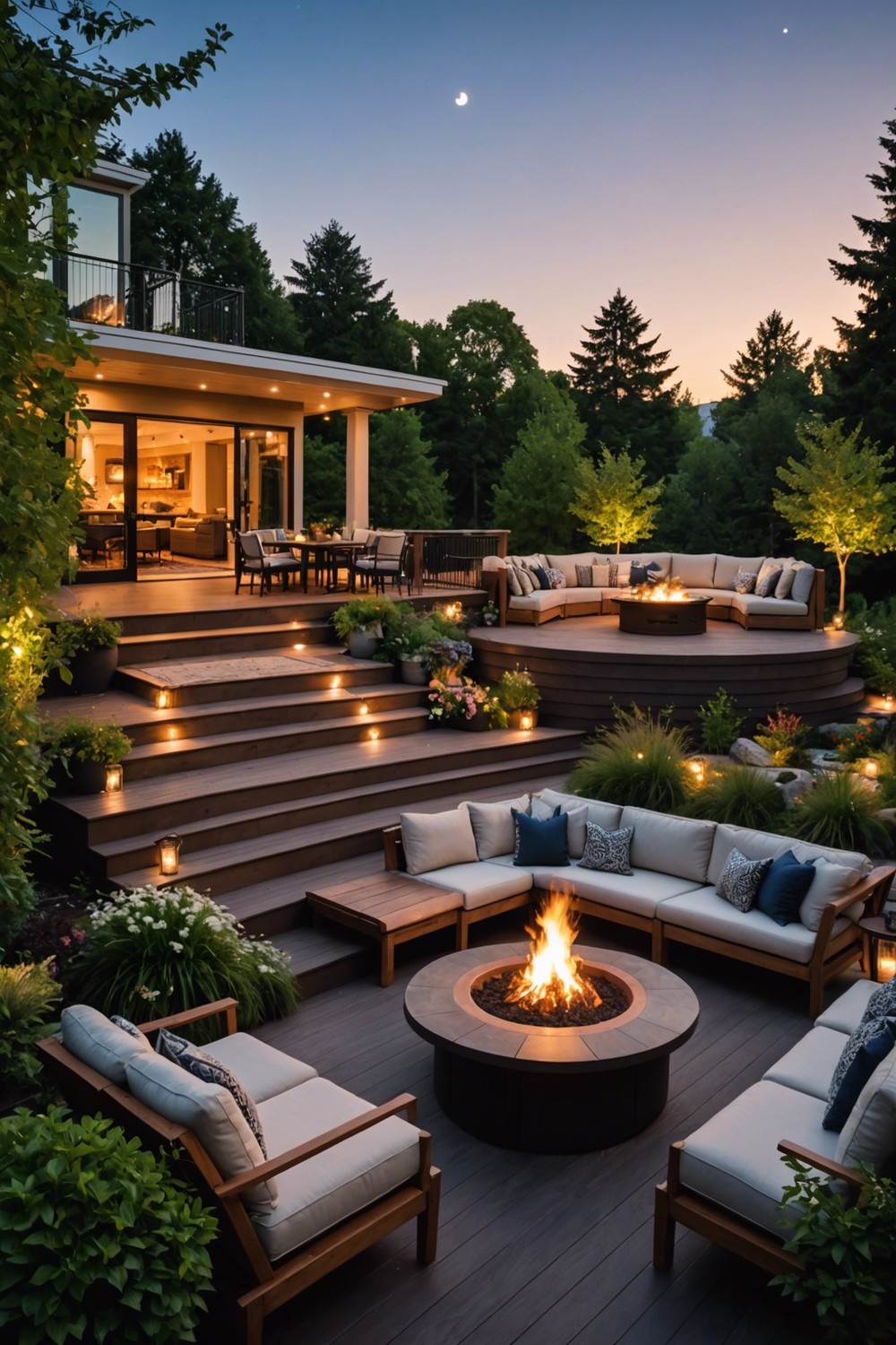 Multi-Level Deck with Fire Pit