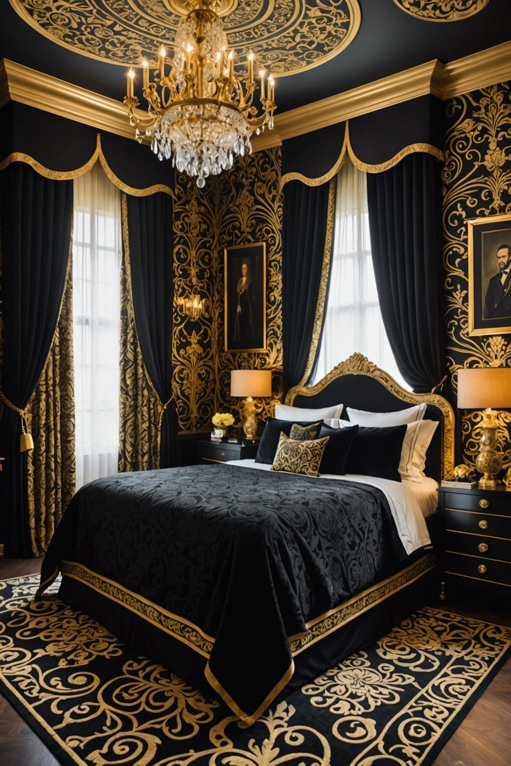 Opulent Black and Gold Drapes