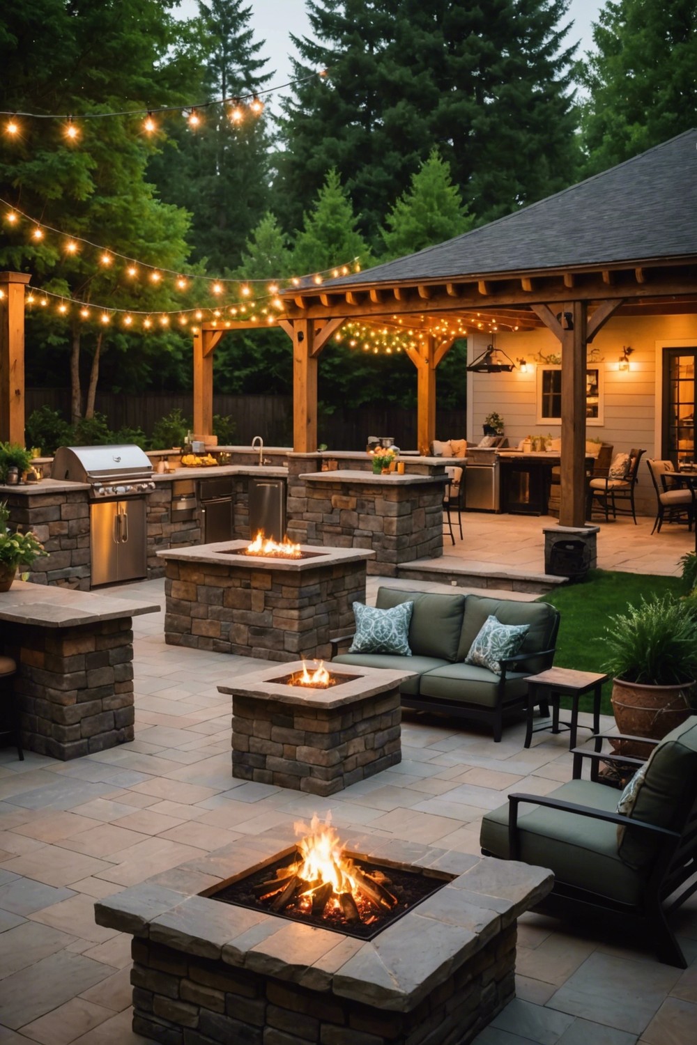 Outdoor Fire Pit with Outdoor Kitchen