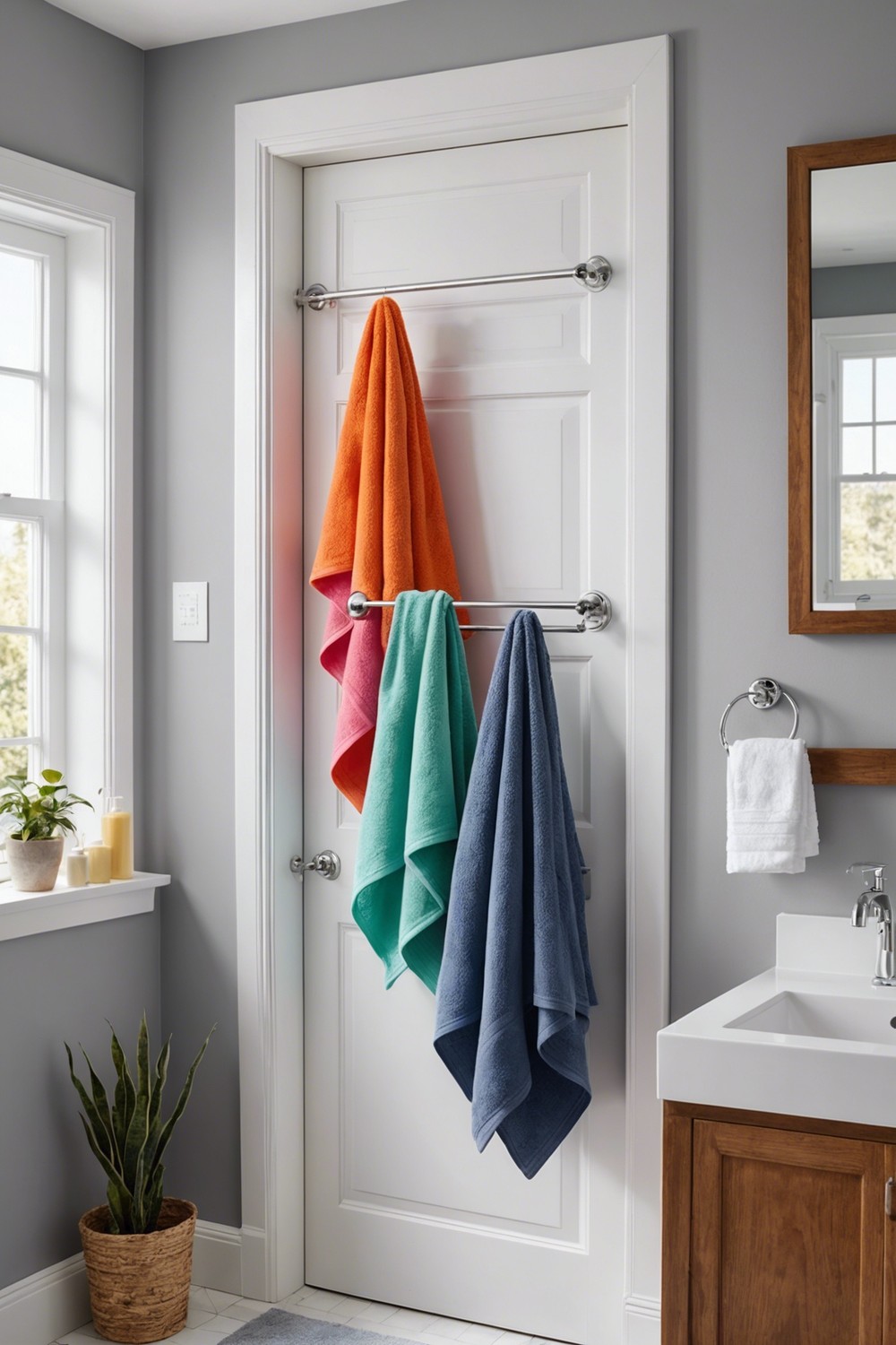 Over-the-Door Towel Racks with Adhesive Hooks