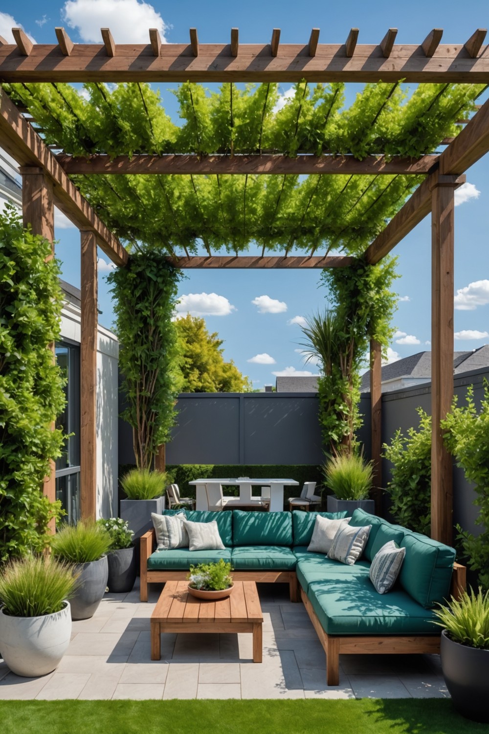 Pergola with Artificial Green Roof