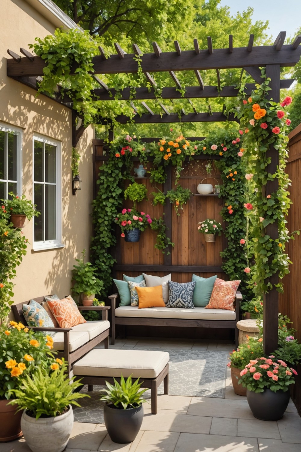 Pergola with Built-in Planter Boxes