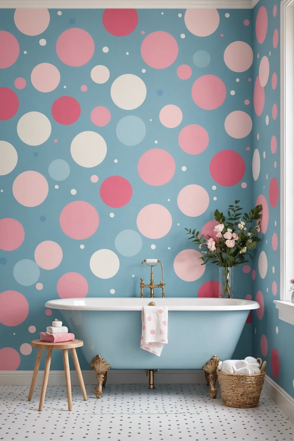 Polka Dot Party: Fun and Playful Bathroom Wallpaper Designs