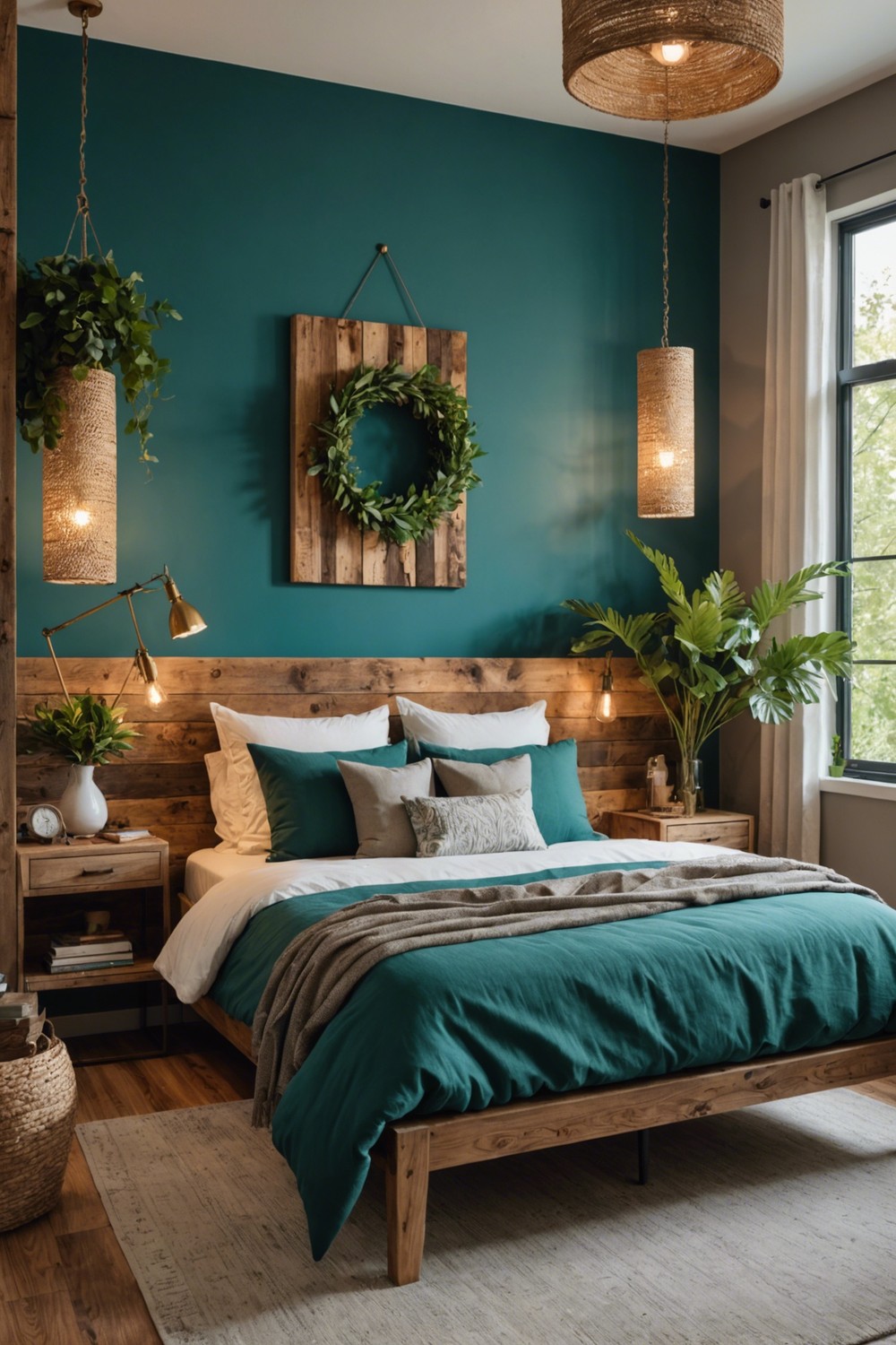 Rustic Charm: Teal with Reclaimed Wood