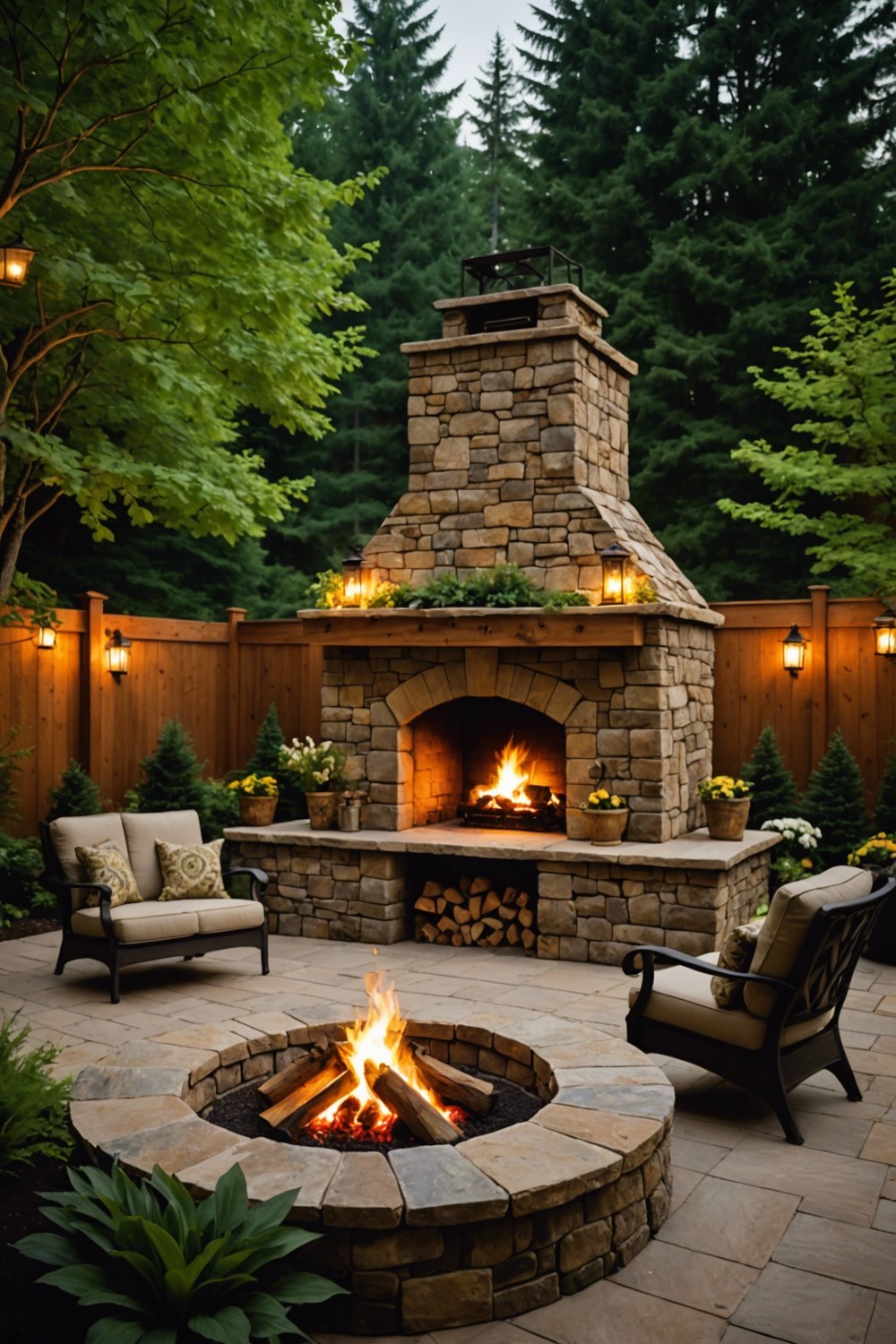 Rustic Stone Fireplace: