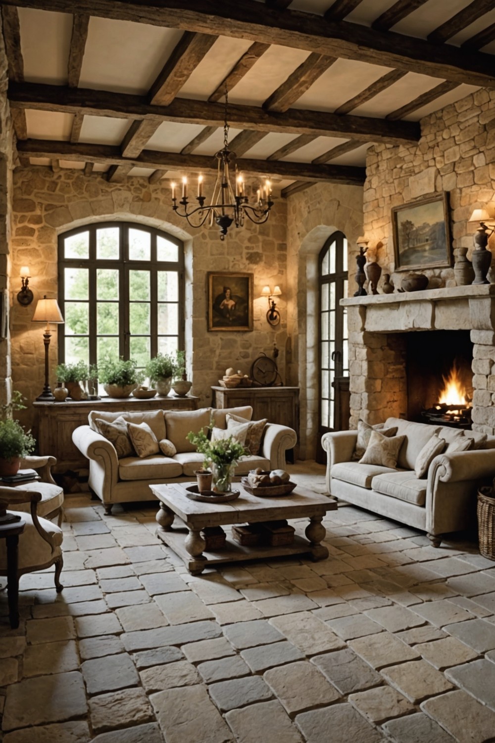 Rustic Stone Flooring and Accent Walls