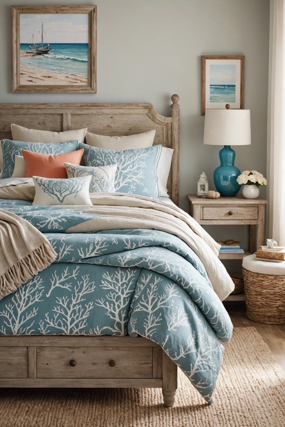 Seaside-Inspired Patterns on Bedding
