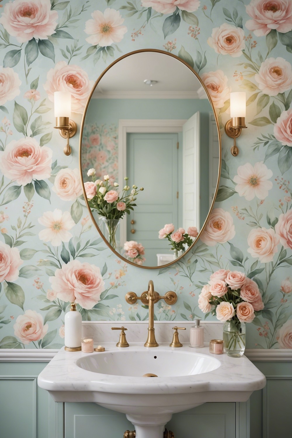 Soft Focus: Blurry Floral Patterns for a Dreamy Bathroom