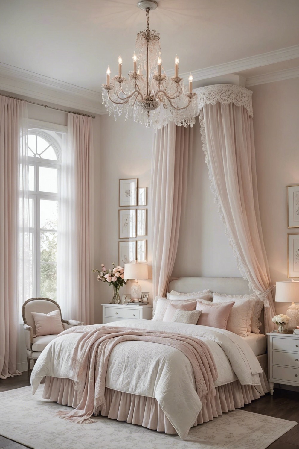 Soft Romance: White Bedroom with Blush and Lace