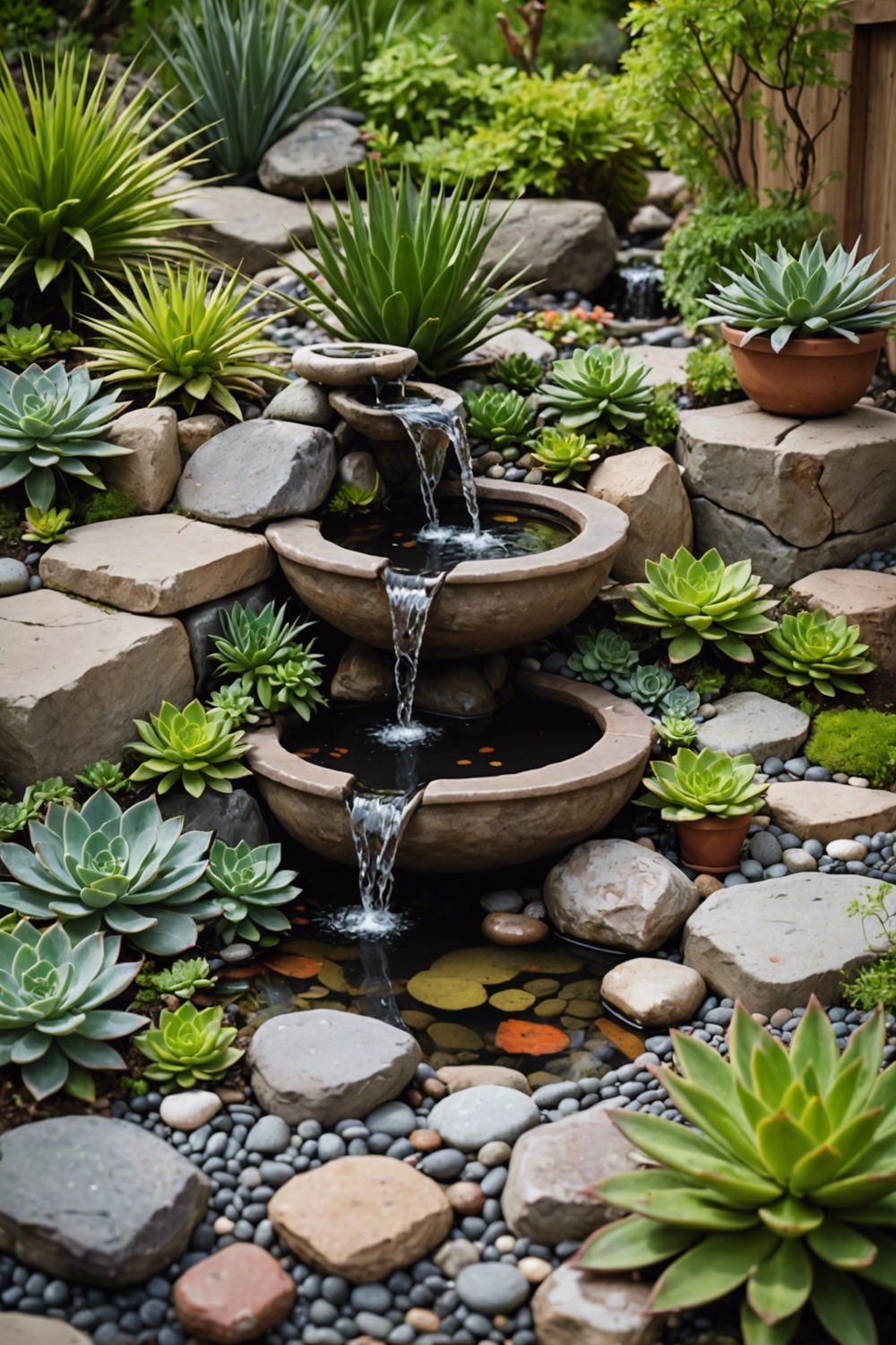 Succulent Water Features for a Soothing Ambiance
