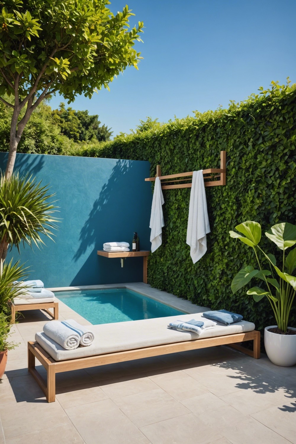 Towel Racks with Integrated Seating Benches