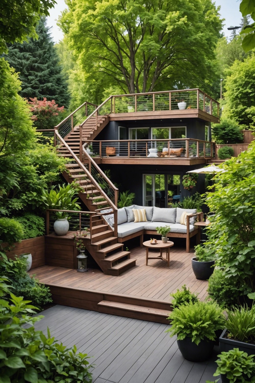 Two-Story Deck with Staircase