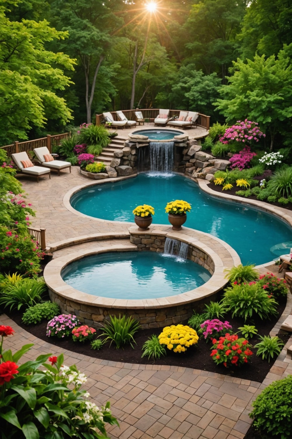 Two-Tiered Deck with Waterfall Feature