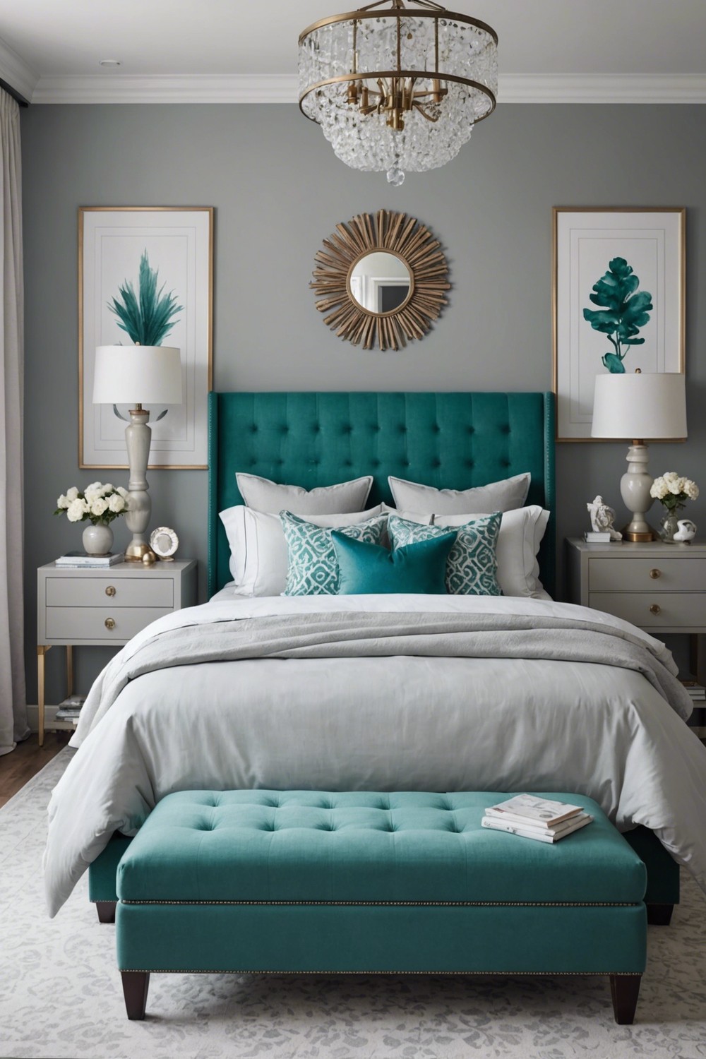 Understated Elegance: Teal with Soft Gray