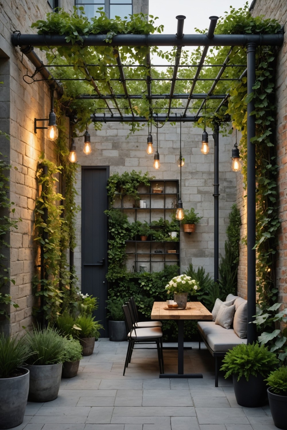 Urban Pergola with Industrial Pipes