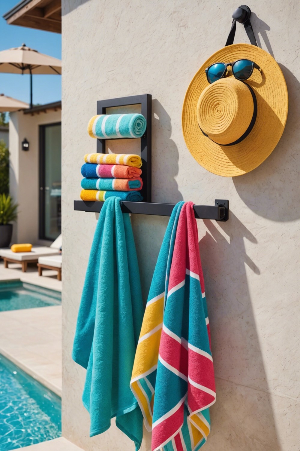 Wall-Mounted Towel Racks with Hooks