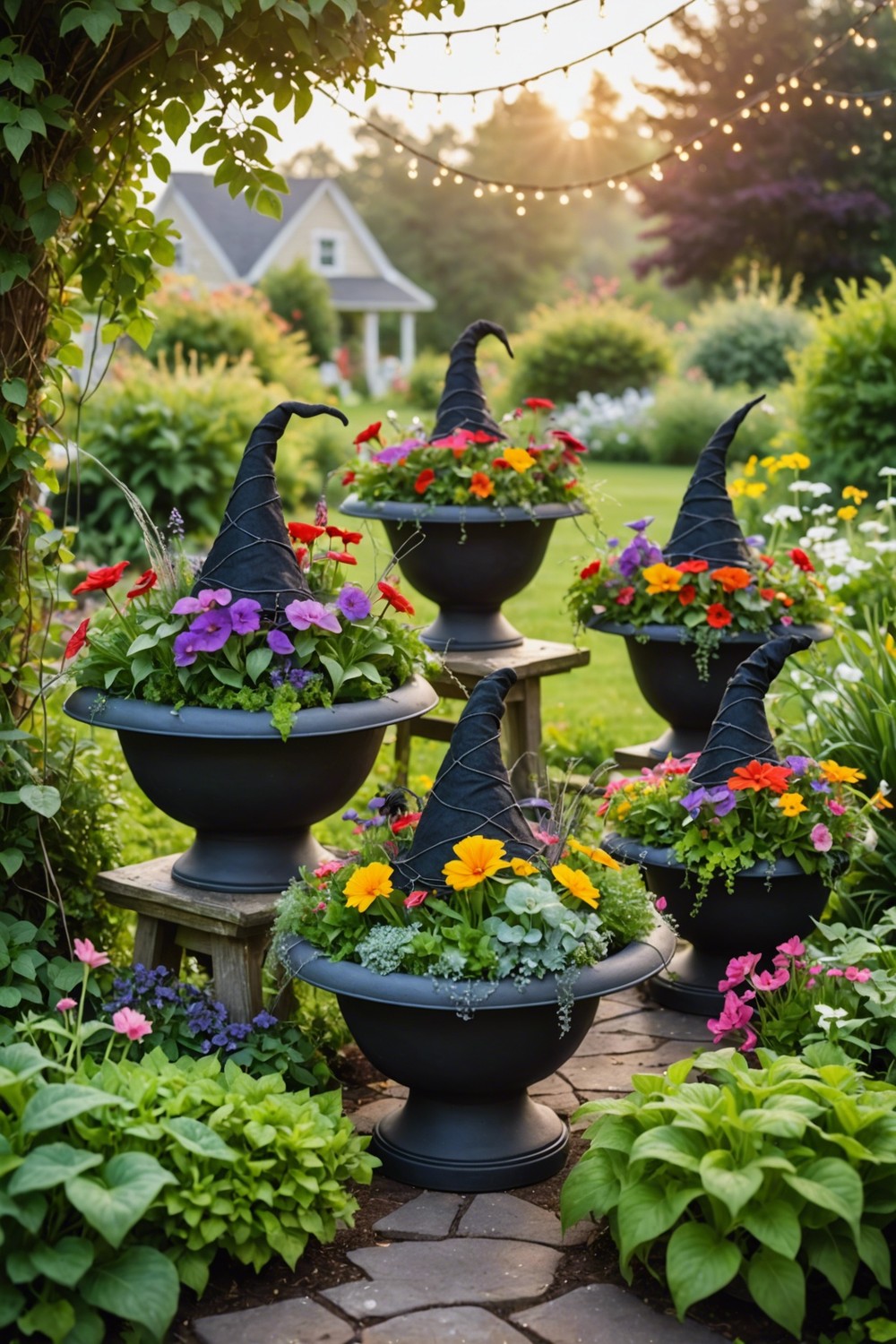Whimsical Witch Hat Planters