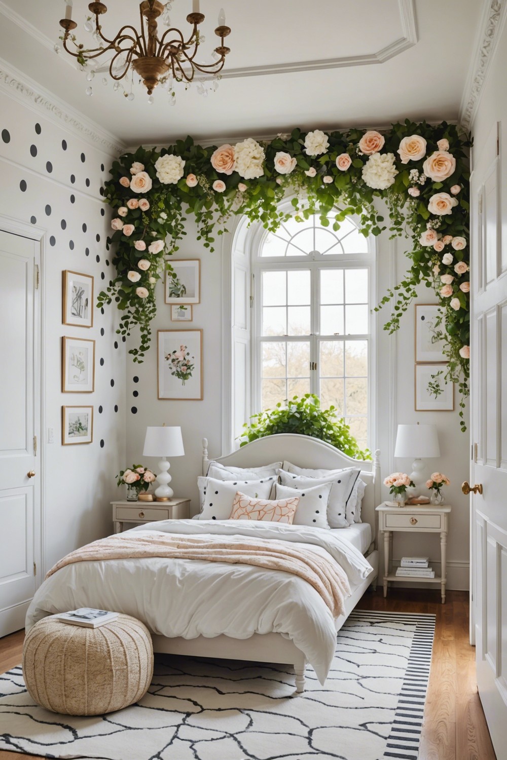 Whimsical Wonderland: White Bedroom with Whimsical Patterns