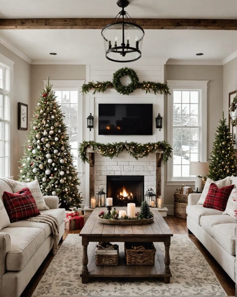 20 Farmhouse Christmas Living Room Decor Ideas