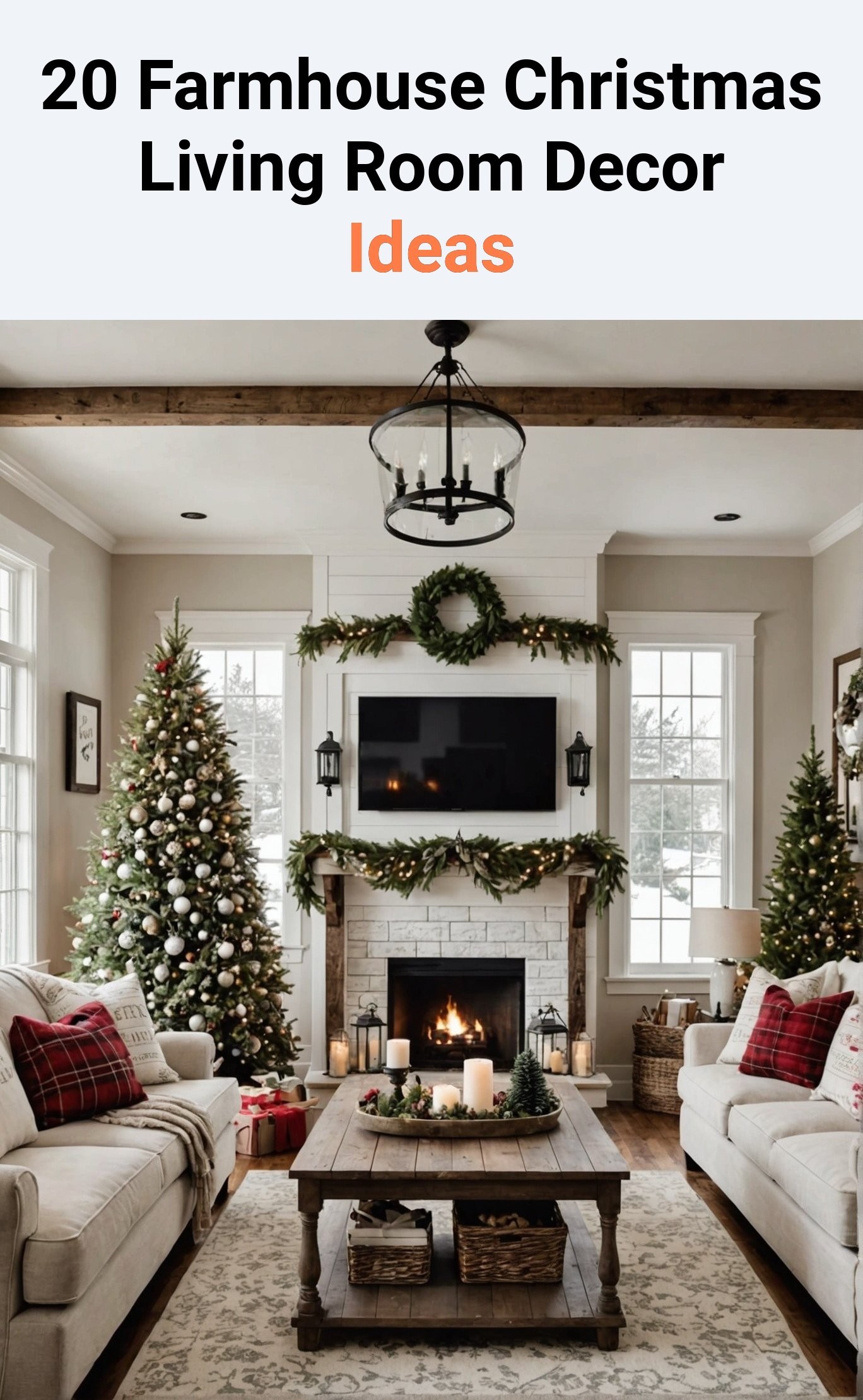 20 Farmhouse Christmas Living Room Decor Ideas