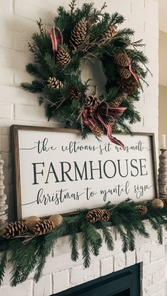 Farmhouse Sign with Holiday Wreath