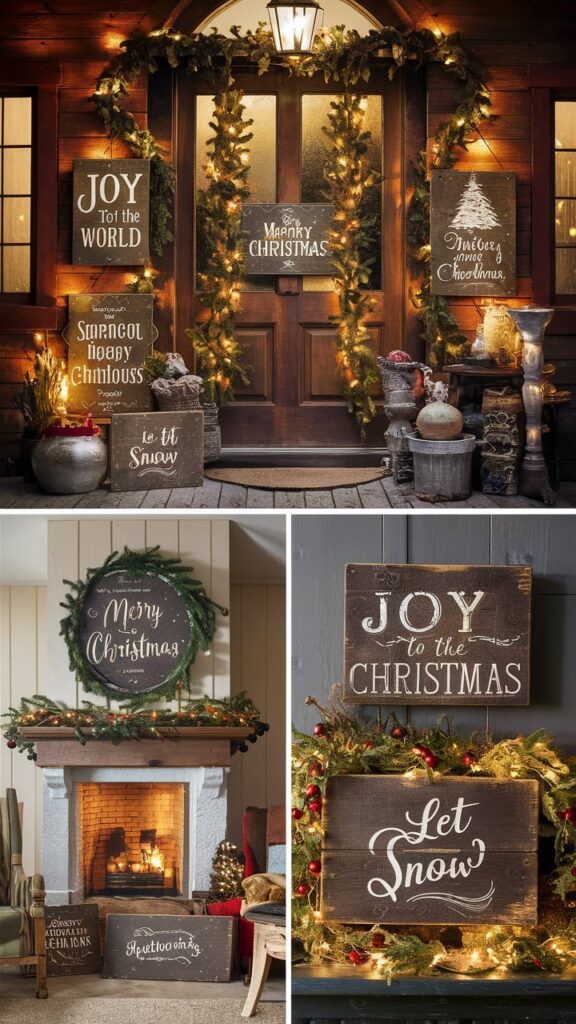 Rustic Wooden Signs with Holiday Messages