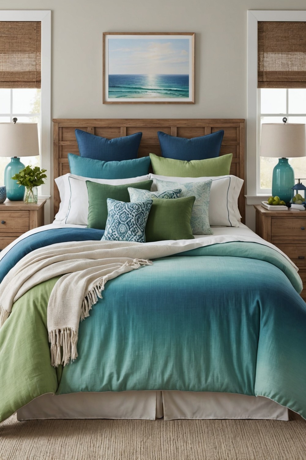 Blue and Green Ombre Bedding