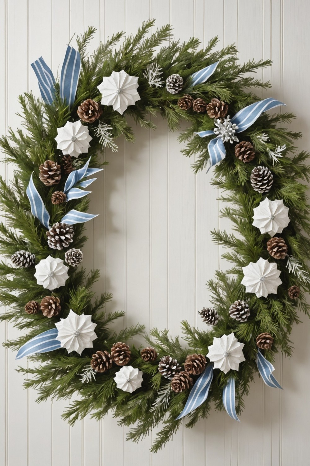 Blue and White Stripe Wreath