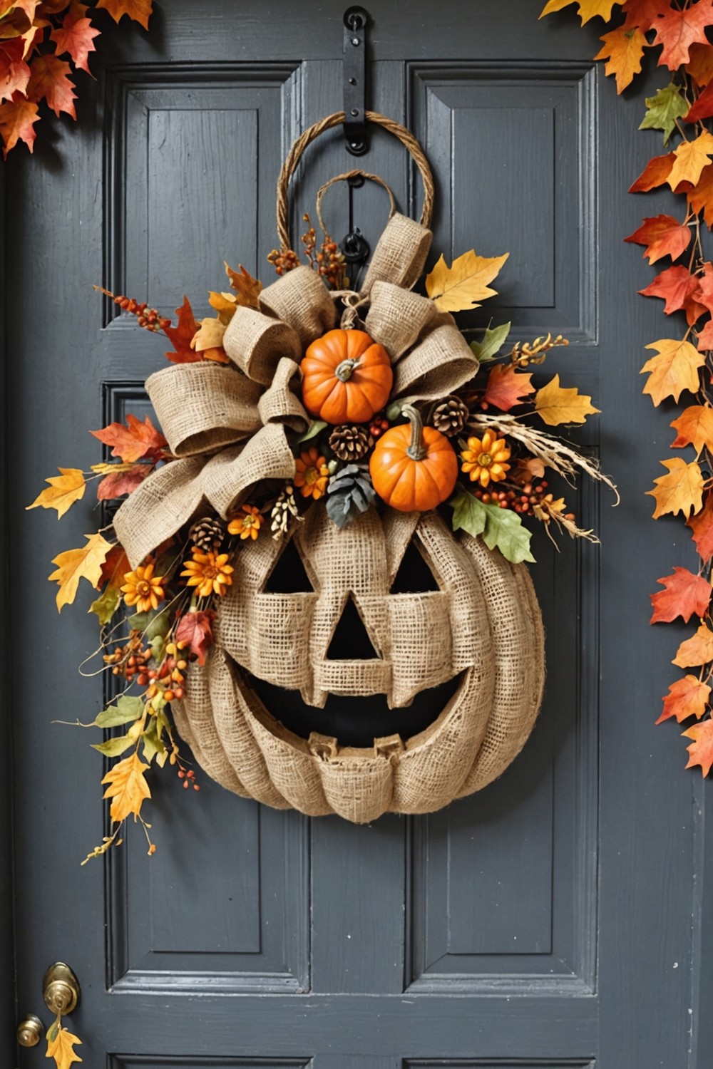 Burlap and Twine Pumpkin Door Hanger