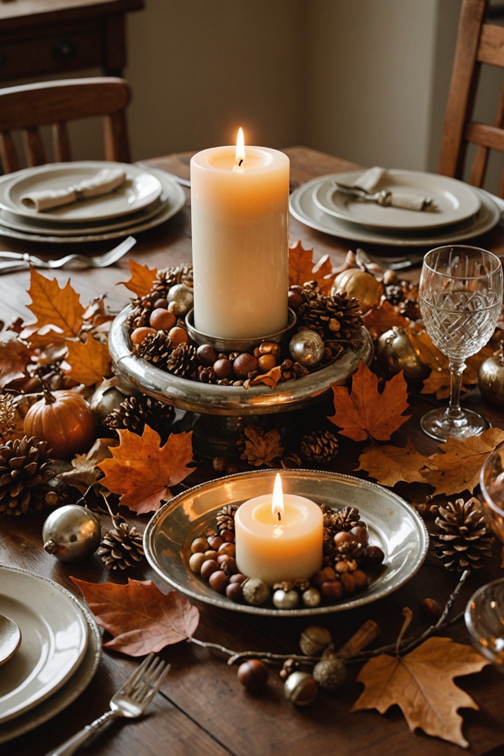 Candle Centerpieces in Warm Autumn Hues