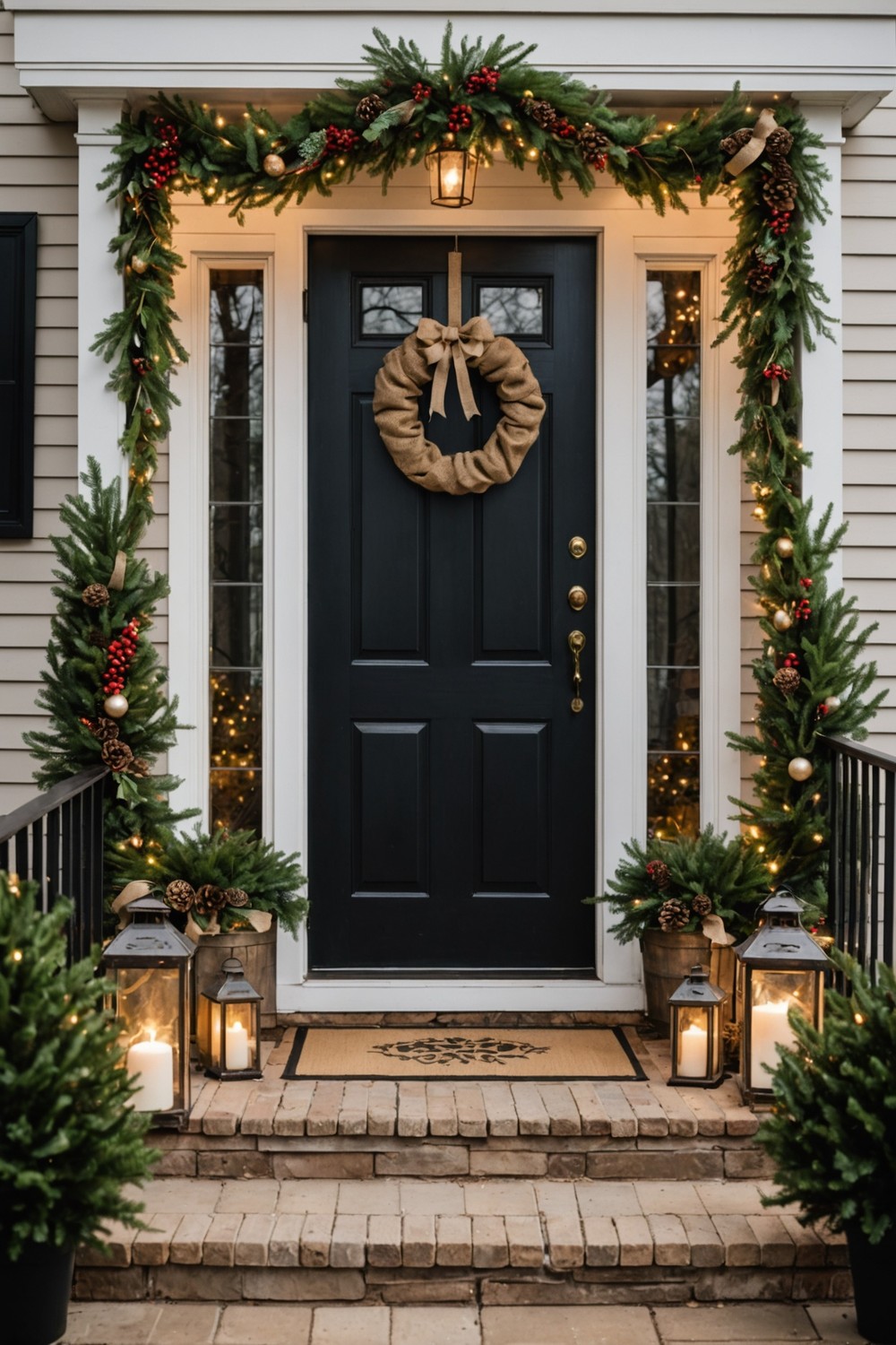 Country-Chic Christmas Porch with Burlap and Twine